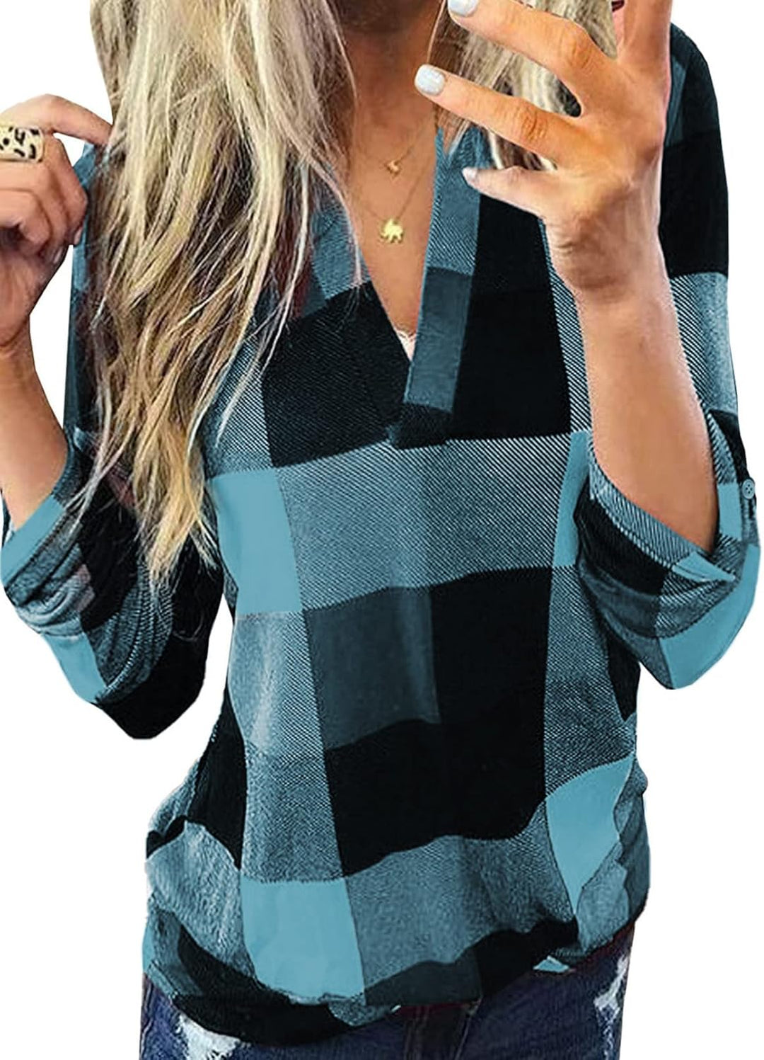 Stylish Casual Checked Women's Blouse - Lara