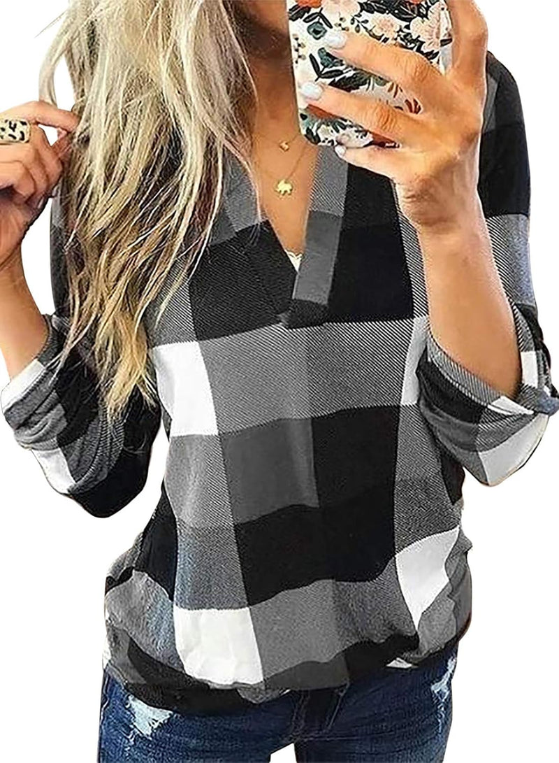 Stylish Casual Checked Women's Blouse - Lara
