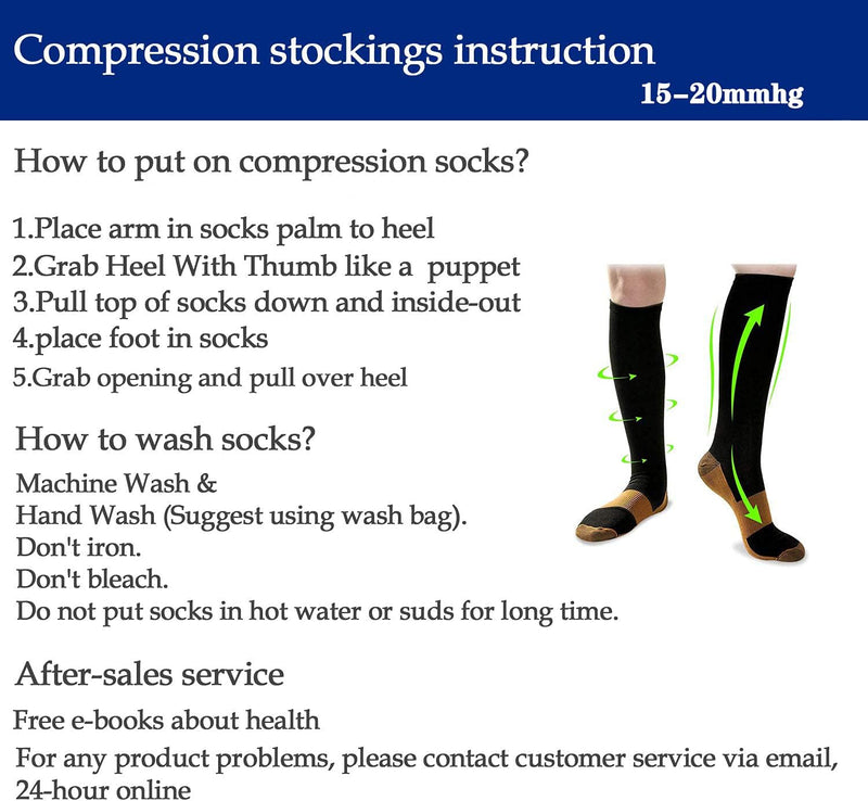 Graduated Copper Compression Socks 15-20mmHg (8 Pairs) - StepRelief