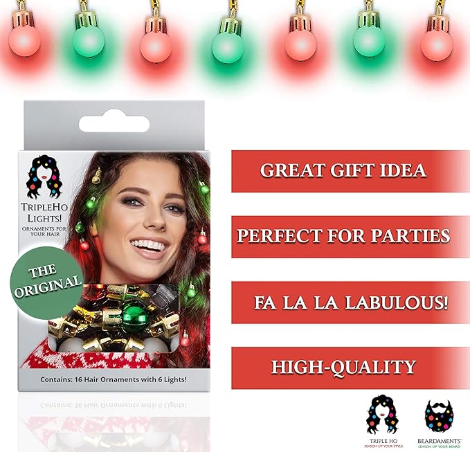 16-Piece Lighted Christmas Hair Accessories - TwinkleTresses
