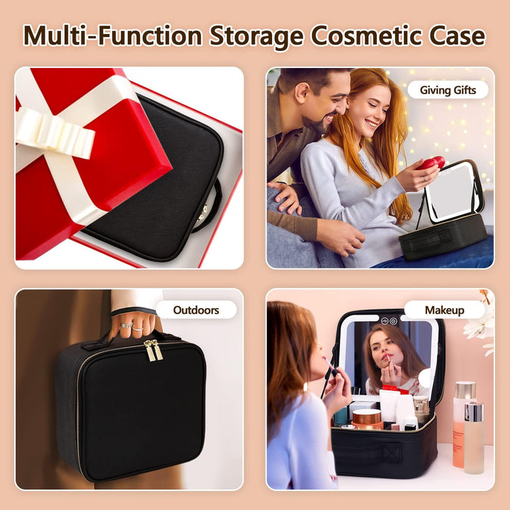 Travel Makeup Organizer with LED Mirror