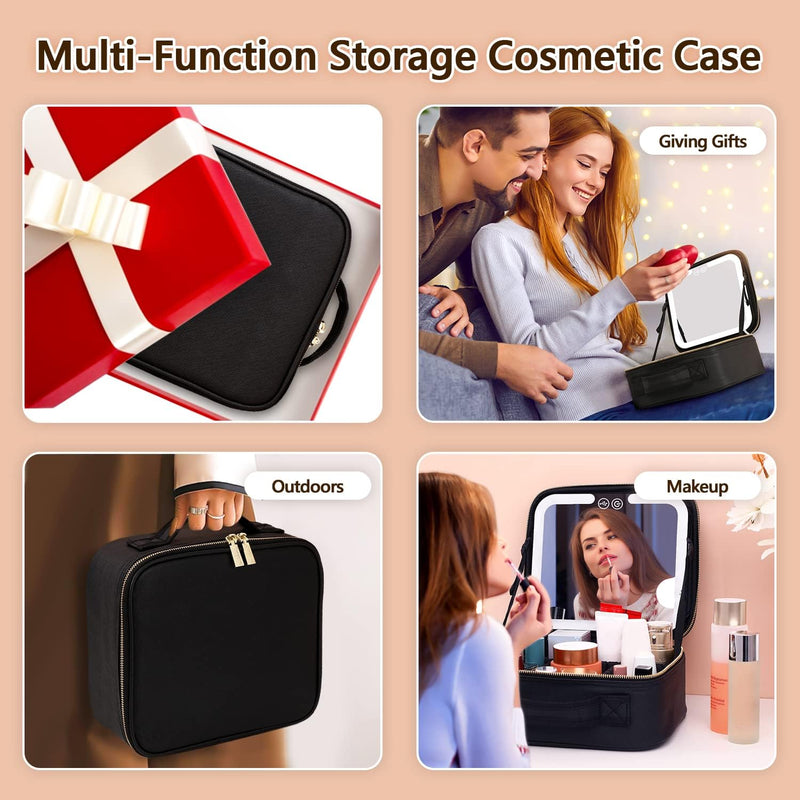 Travel Makeup Organizer with LED Mirror