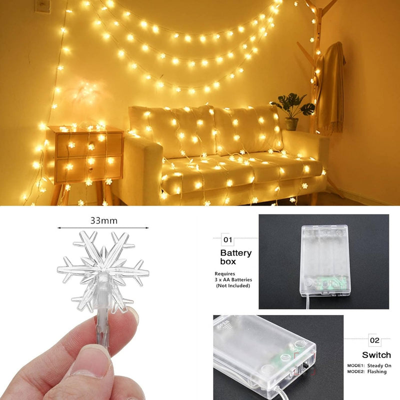 Sneeuwvlok LED Lichtslinger (6 m) - FrostyTwinkle