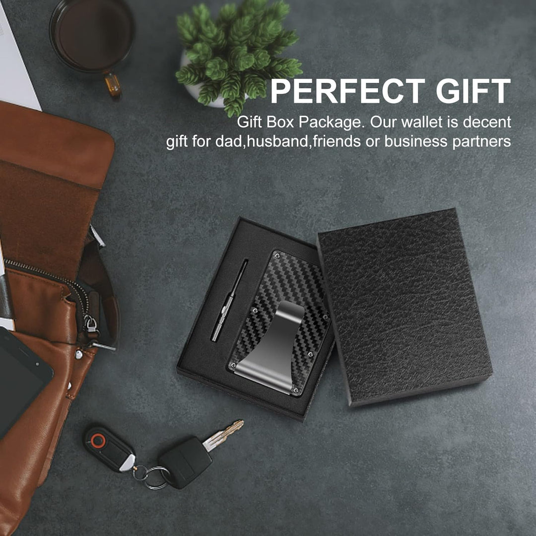 Slim RFID-Blocking Carbon Fiber Wallet with Money Clip - CarbonVault