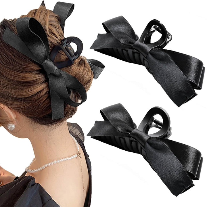 Large Satin Bow Clips
