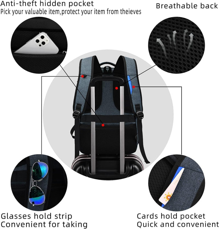 Waterdichte Reis Laptop Rugzak met USB Oplaadpoort