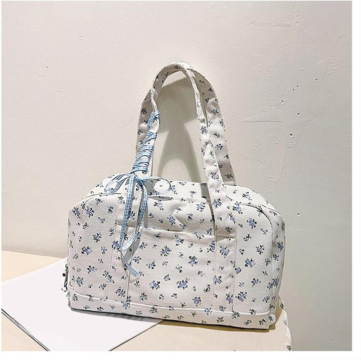 Bolsa de viaje tipo duffle Bow – Bolsa de fin de semana grande de lona con detalle de cintas – Floria