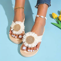 Boho Slip-On Sandals with Flower Detail – Marivi