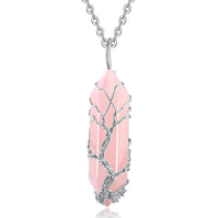 Stylish Crystal with Tree of Life Gemstone Necklace - Elara