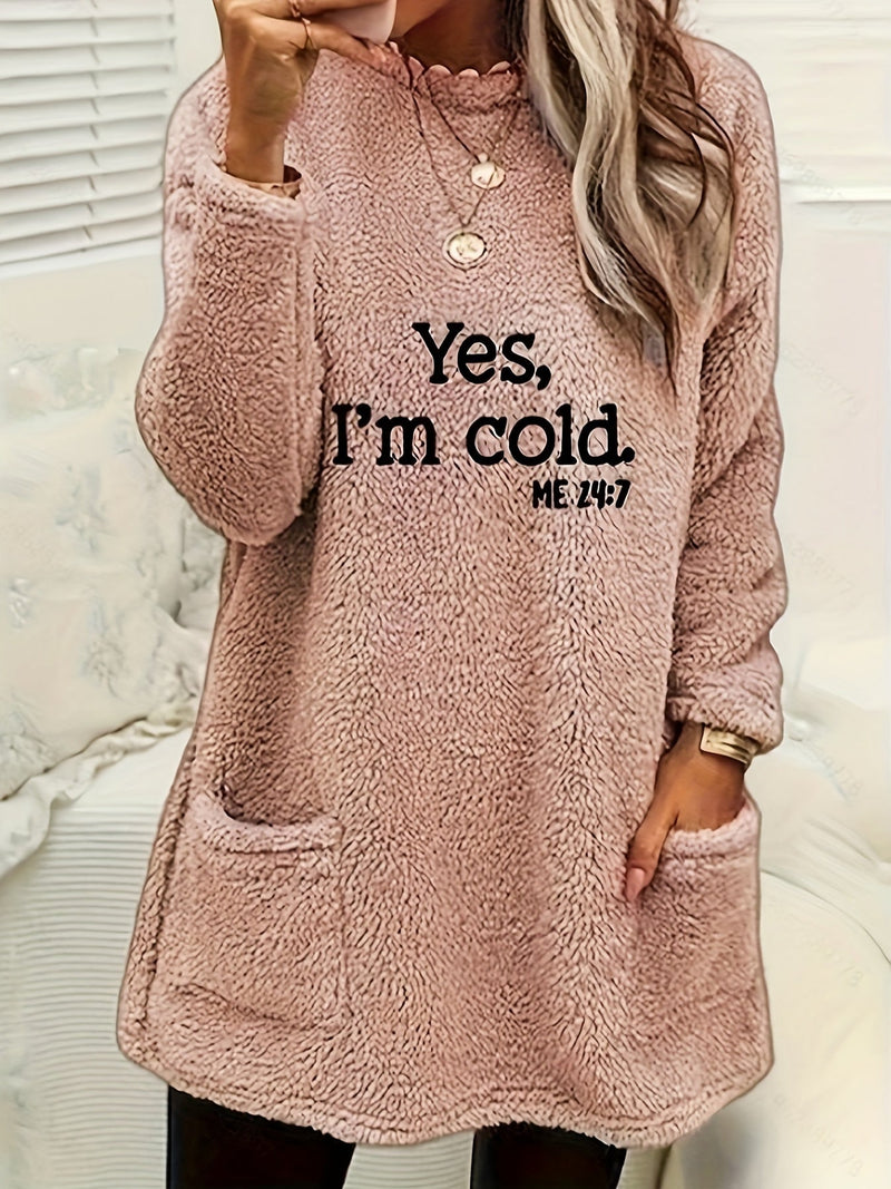 Comfortable Fleece Sweatshirt with Print - Luna