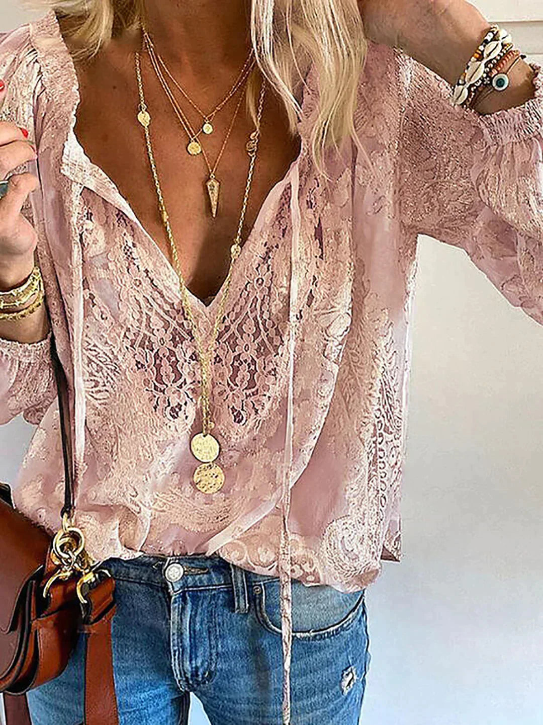 Exclusieve Damesblouse met Kant - Elodie