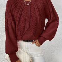 Women's Cable Knit Sweater with Lantern Sleeves – Sanna