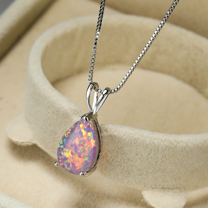 Minimalist Drop Opal Pendant Necklace - Selina