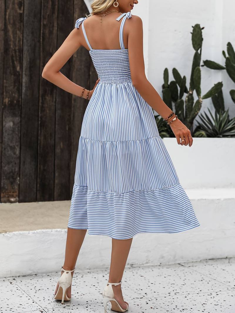 Airy & Striped Summer Dress with Adjustable Straps – Amira