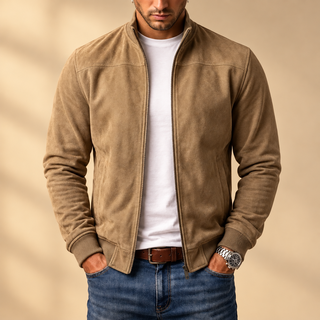 Suede bomber jacket for men – casual men's jacket