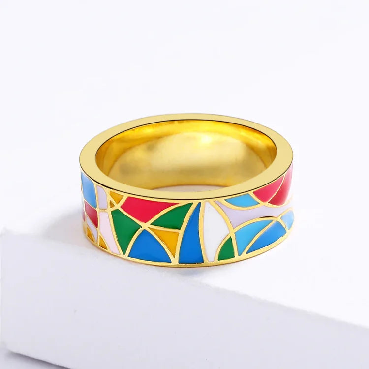 Classic Enamel Zirconia Ring - Nadia