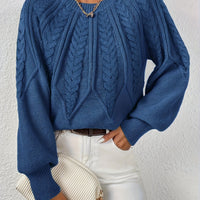 Women's Cable Knit Sweater with Lantern Sleeves – Sanna