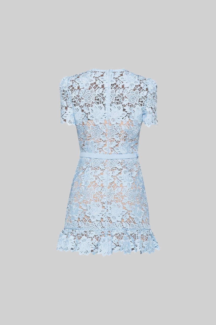 Embroidered summer mini dress with waistband - Alina