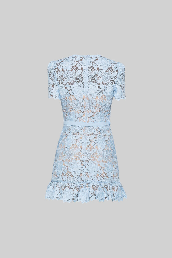 Embroidered summer mini dress with waistband - Alina