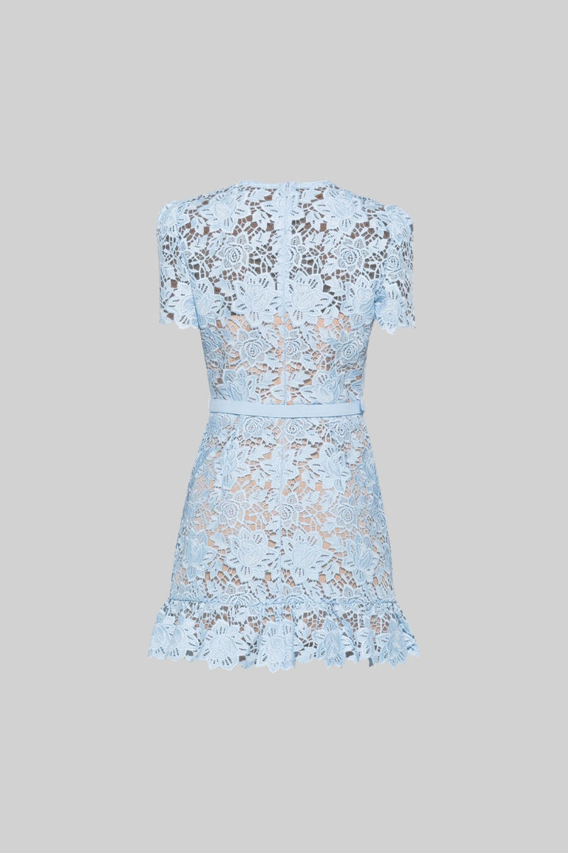 Embroidered summer mini dress with waistband - Alina