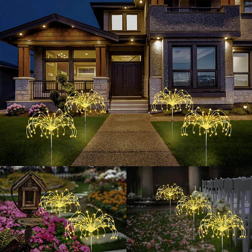 Waterproof Solar Garden Lamp with Fireworks Effect – SparkGlow