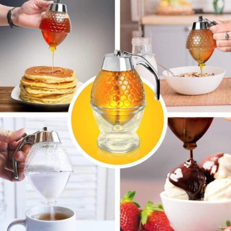 Stijlvolle Honingdispenser met Druppelvrije Technologie - AmberDrop