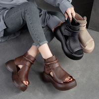 Orthopedische leren sandalen dames met schokabsorberende zool - Meike