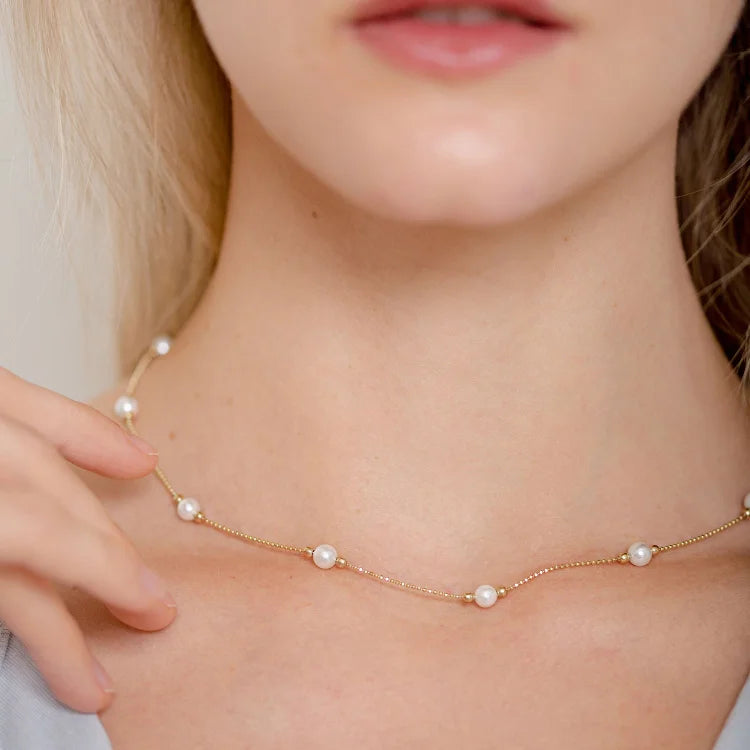 Timeless Gold Pearl Necklace - Serena
