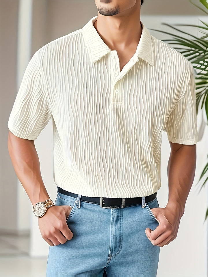 White Casual Striped Golf Shirt - Elias