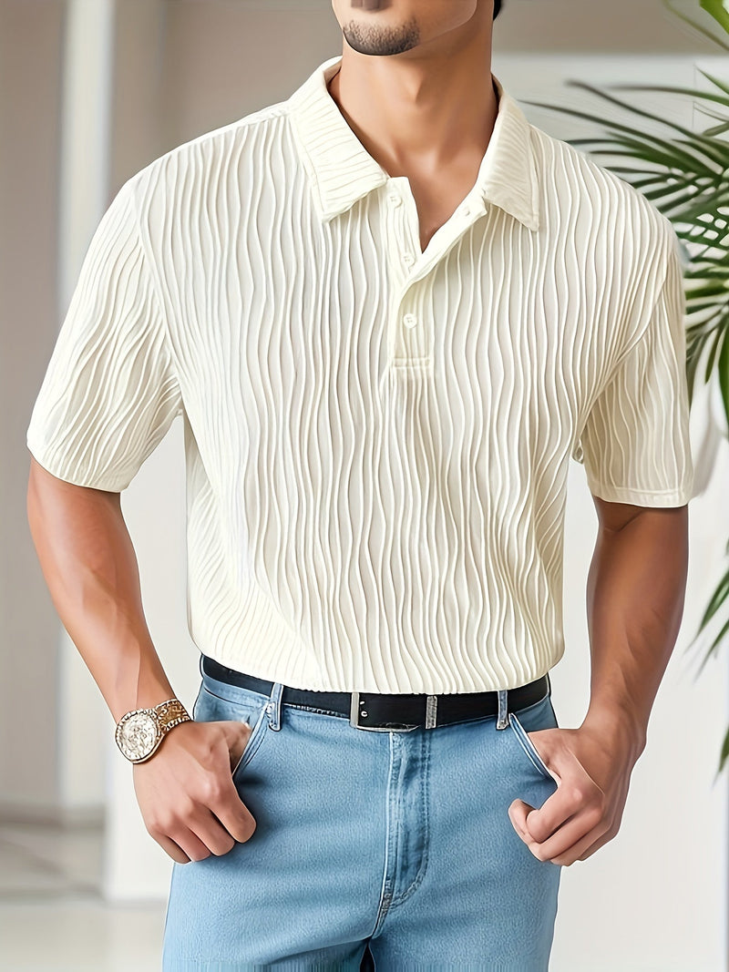 White Casual Striped Golf Shirt - Elias