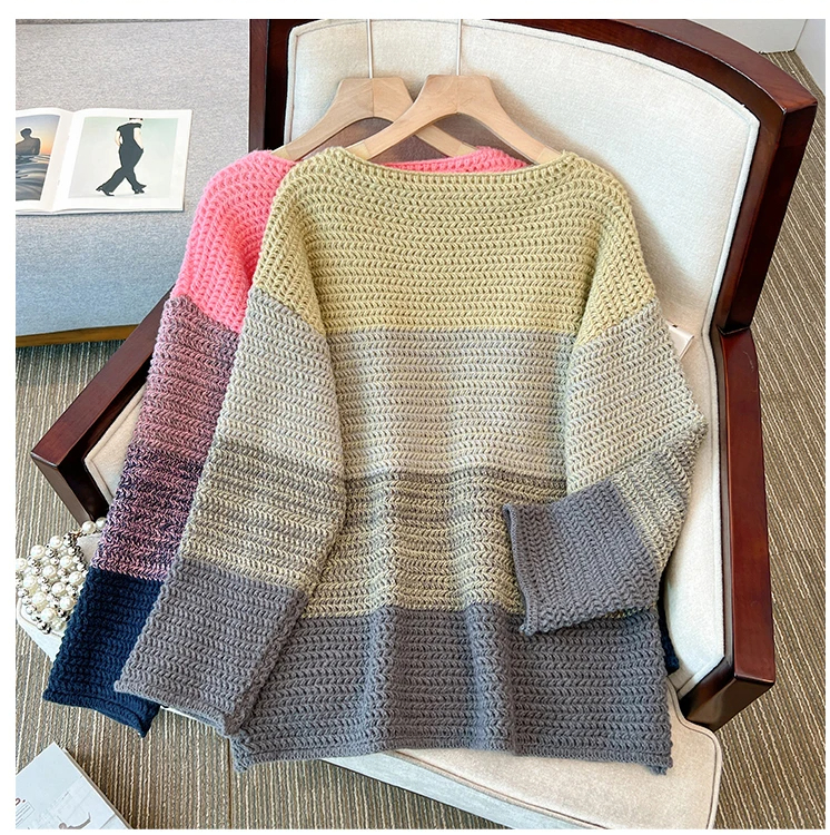 Oversized women's sweater with patchwork design – Melina