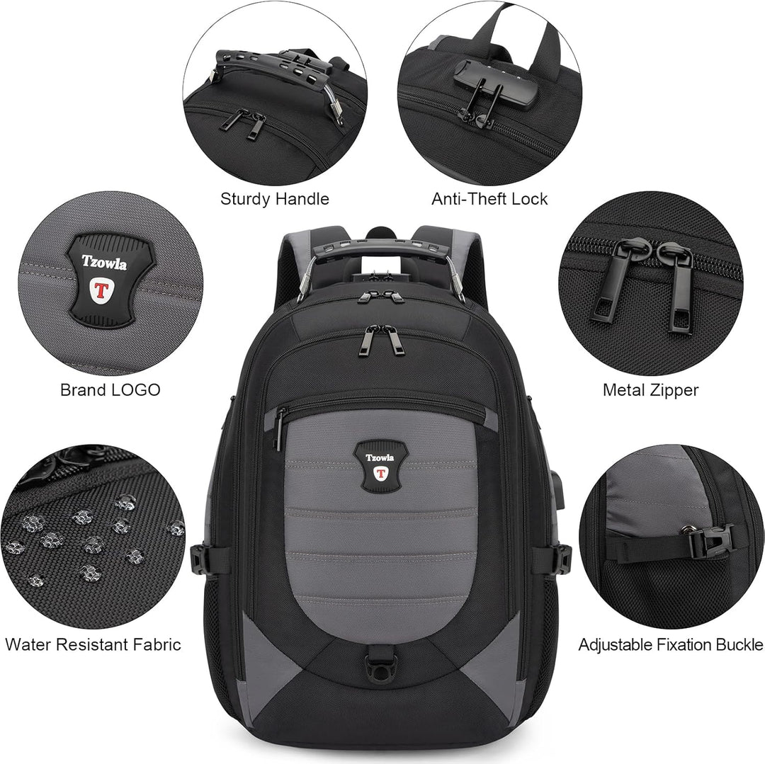 Waterdichte Anti-Diefstal Laptop- & Reisrugzak met USB-poort – 17,3"