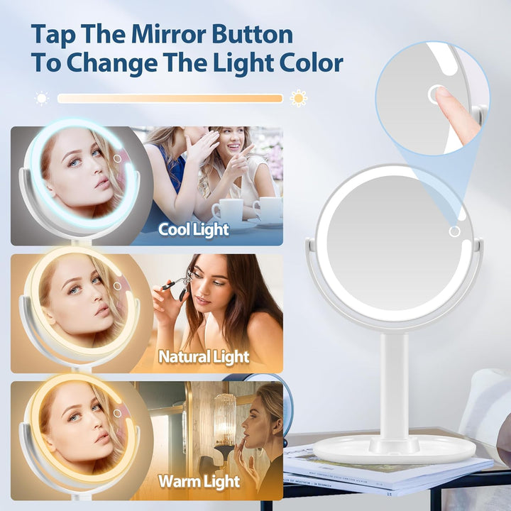 Illuminated Makeup Mirror - 20X Zoom & Adjustable Brightness