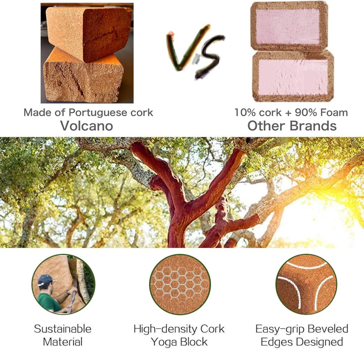 Kurk Yoga Blokken – Natuurlijk, Antislip, Geurvrij (2-Pack)