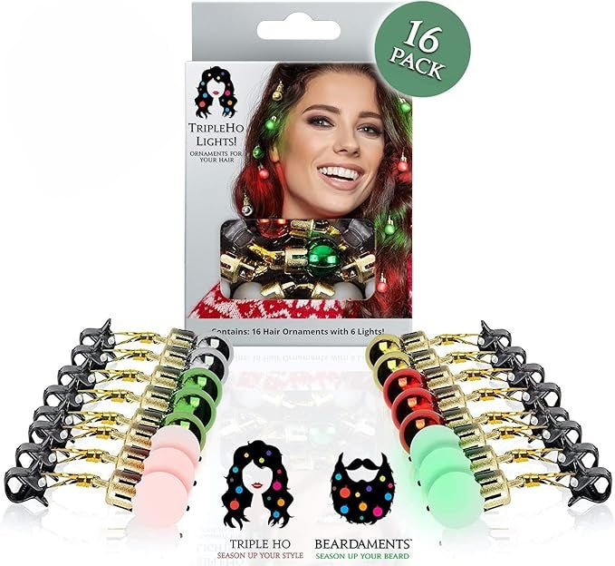 16-Piece Lighted Christmas Hair Accessories - TwinkleTresses