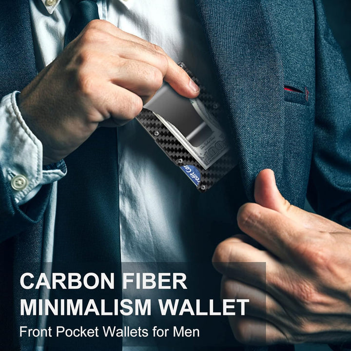 Slim RFID-Blocking Carbon Fiber Wallet with Money Clip - CarbonVault