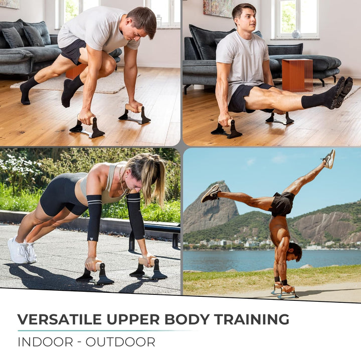 Heavy Wooden Push-Up Handles - Non-Slip Parallettes Bars