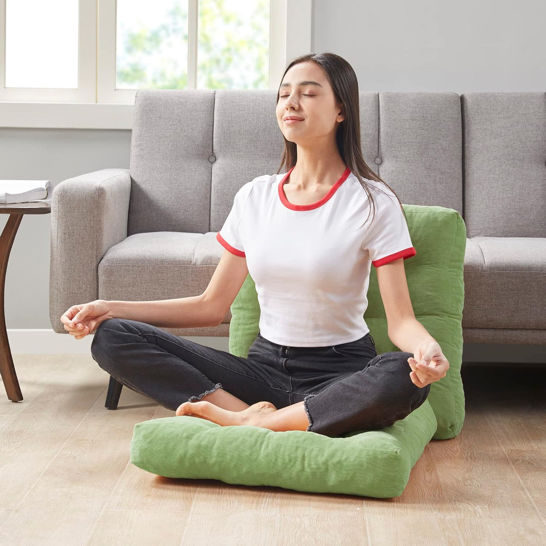 Set of 2 Meditation Cushions - Large Tufted Corduroy Cushions