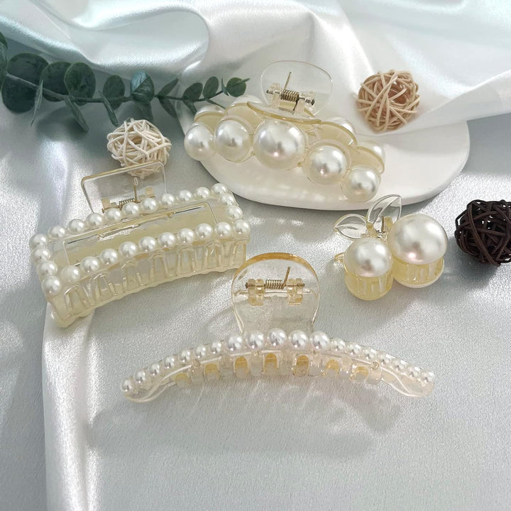 Stylish Pearl Hair Clips - 4-Pack