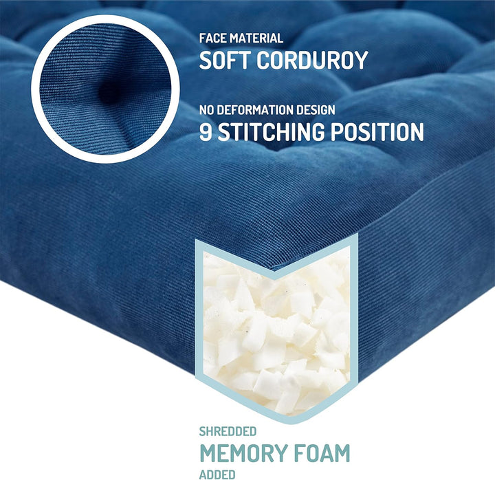 Set of 2 Meditation Cushions - Large Tufted Corduroy Cushions