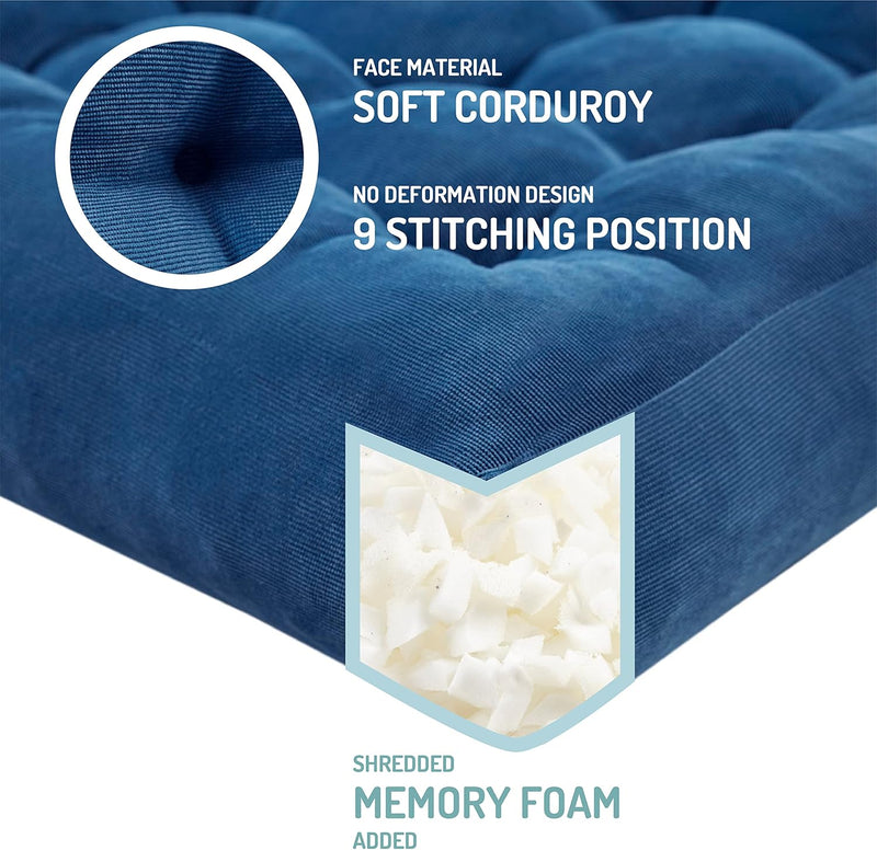 Set of 2 Meditation Cushions - Large Tufted Corduroy Cushions