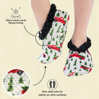 Women’s Fleece Christmas Slipper Socks - HollyWarm