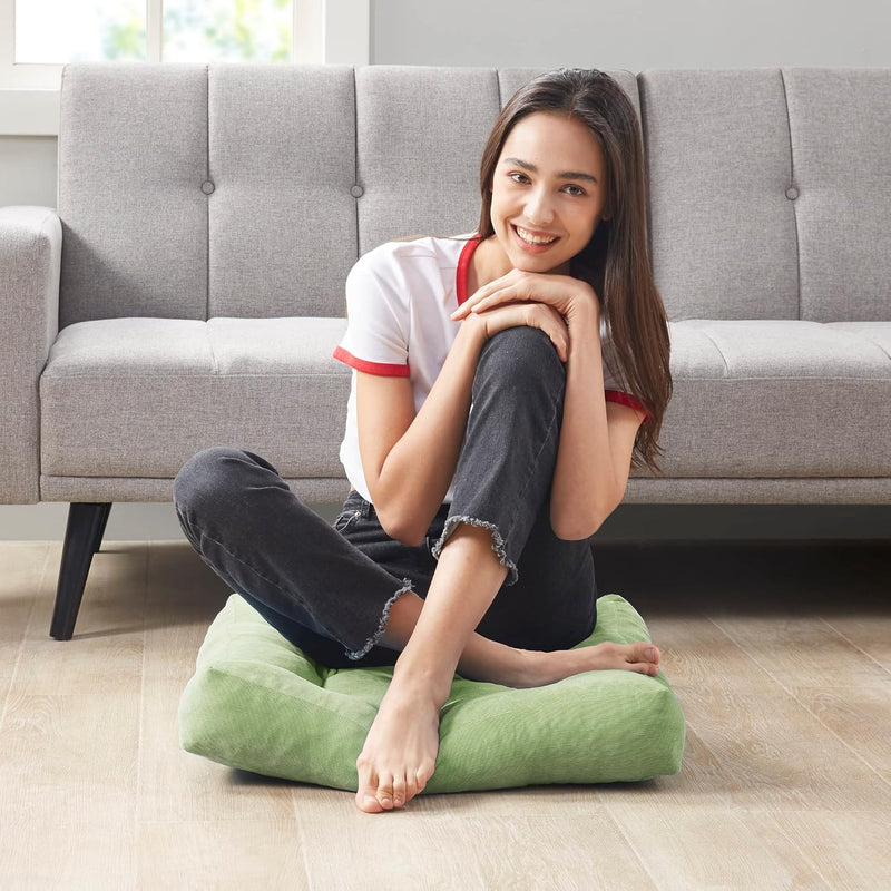 Set of 2 Meditation Cushions - Large Tufted Corduroy Cushions