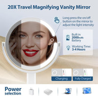 Illuminated Makeup Mirror - 20X Zoom & Adjustable Brightness