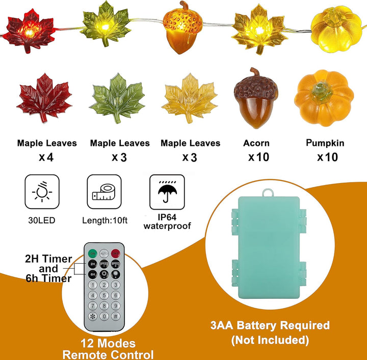 3D Eikel Herfst Lichtsllinger (3 m) - HarvestGlow
