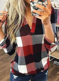 Stylish Casual Checked Women's Blouse - Lara