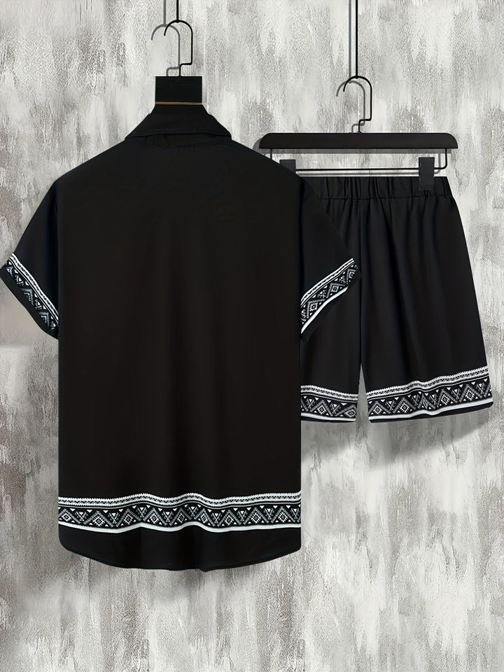 Tweedelige Boho Zomer Set Heren Shirt en Shorts Casual - Malik