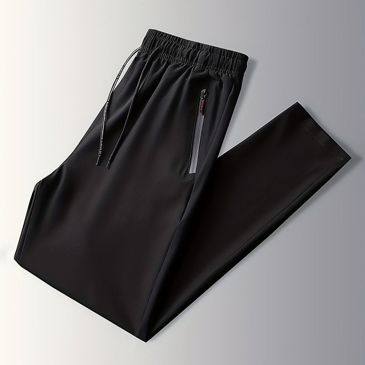 Solid Jogging Pants with Zipper Details - Milan