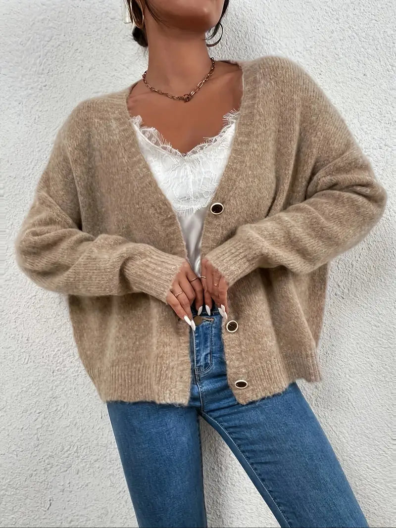 Khaki Knitted Sweater for Women - Evelyn