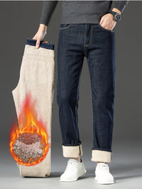 Warm Men's Winter Jeans with Fleece Lining - Grayson